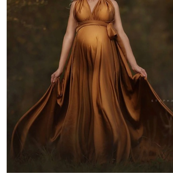 Rust silk maxi wrap dress - Picture 2 of 5